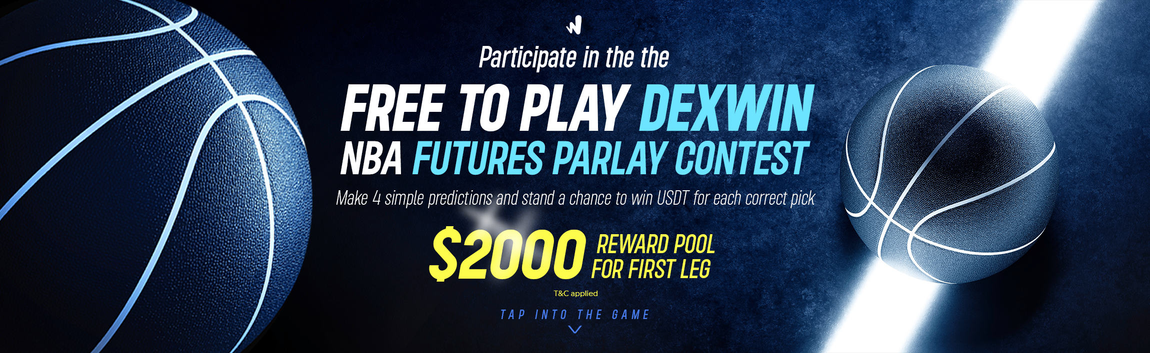 Welcome to the DexWin Futures Parlay Contest, where you have a chance to compete against other participants to see who can correctly predict the outcome of selected scheduled games & props through 4 legs or cards of the 2023-24 NBA Season. To enter the Challenge, participants need to simply connect their decentralized wallets, make their free picks across 4 different legs and join the dexwin social communities on discord, telegram or twitter